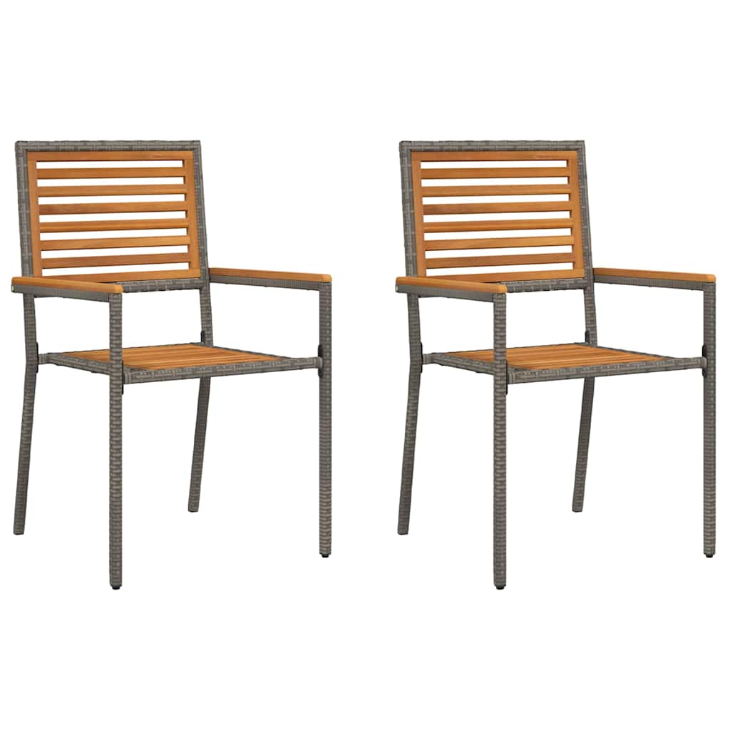 Garden Stacking Chairs 2 pcs Brown and Grey